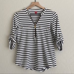 Guess Black & White Stripe Half Sleeve Top